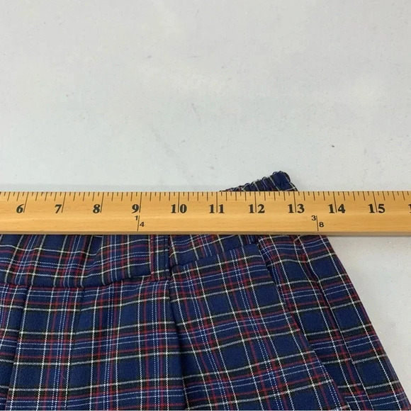 Bershka Pants Woman Size Medium Plaid Pull On Pockets Cuffed Taper Blue - Picture 9 of 11